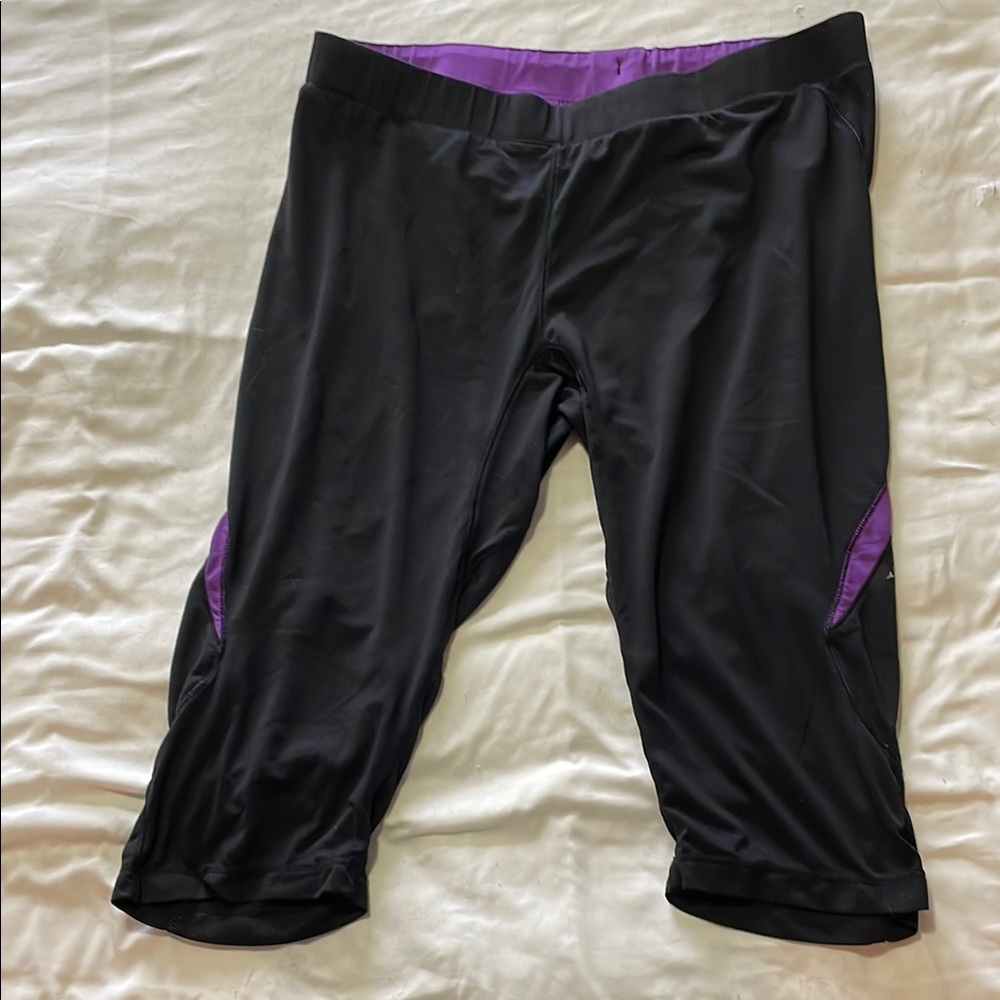 Diadora Black and Purple Athletic Capris